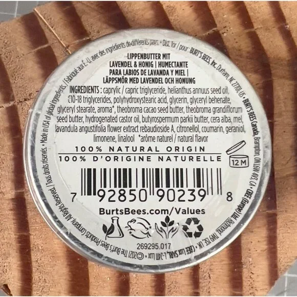 Burts Bees Lavender & Honey Lip Butter 0.4 Oz New Sealed Tin - Picture 3 of 4